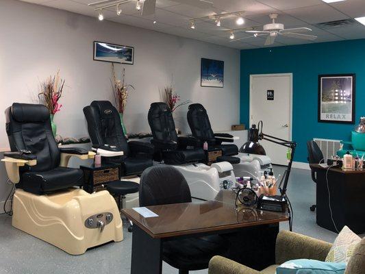 Newly renovated nail and pedicure studio.