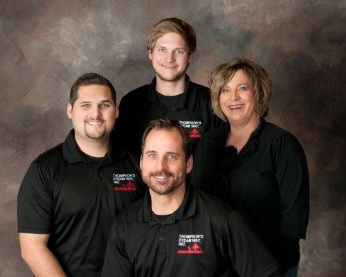 Thompson's SteamWay Family ~
 Mark - (bottom center-Owner / Karen - (Mark's sister) Office Manager / Mark's son's - Nelson and Keegan