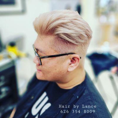 Asian men's haircut and light blonde