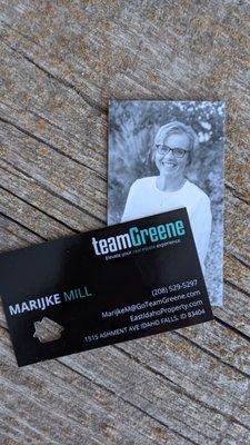 Marijke Mill - team Greene Real Estate Business Card