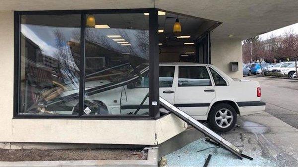 A driver crashed their car into a Subway restaurant in downtown Boise Sunday morning at about 10:45 a.m.