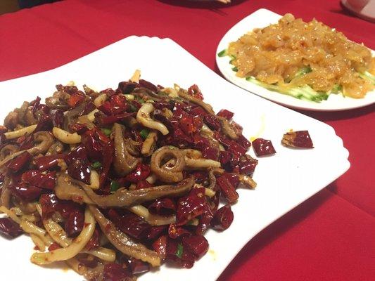 Spicy Cuttlefish and jellyfish