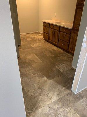 Tile installed bathrooms