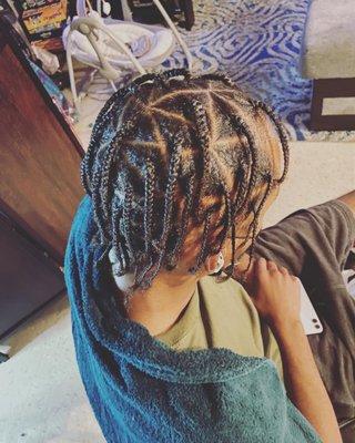 Triangle box braids on Natural Hair (No Added Hair)