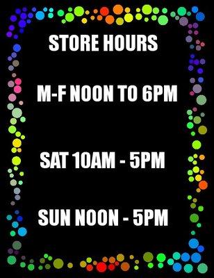 New store hours effective August 2018