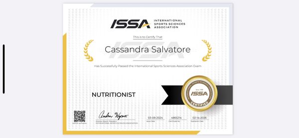 Nutrition certification