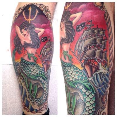 Colorful some fresh some healed mermaid leg sleeve! Custom!!