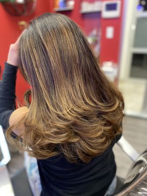 Balayage and textured cut