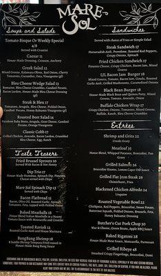 Menu w updated prices