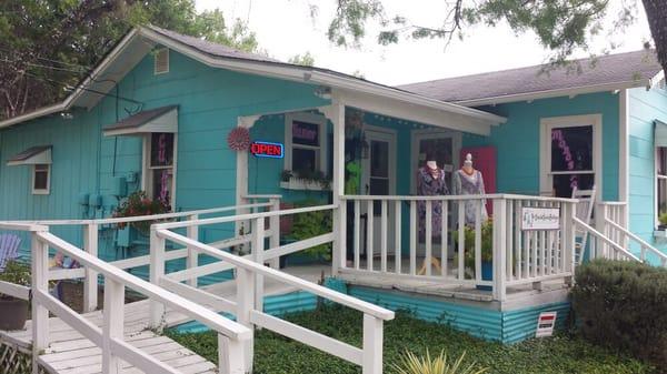 3 miles behind Rolling Oaks Mall the cute vintage blue house on the right, next to Figlio's.  Trendy, Adorable & Affordable!