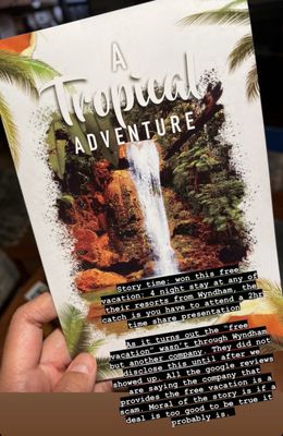 "Free 4 night tropical adventure" is a scam from Grand Incentives Inc and NOT Wyndham