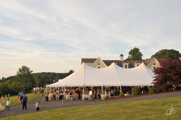 40x80 Century Tent setup for a backyard wedding