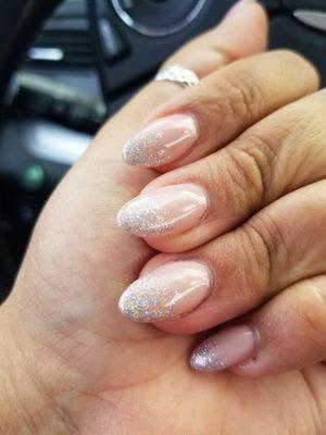 Silver glitter ombre acrylic gel full set