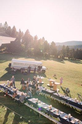 Our 5-acre front lawn is the dream place for ceremonies/receptions/hoedowns