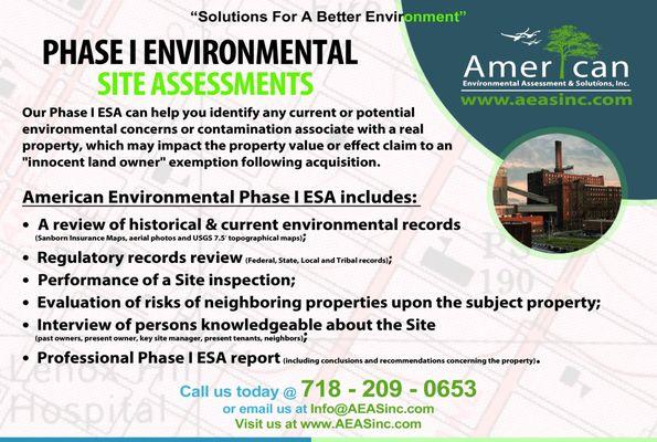 Environmental services in New York. Environmental Site Assessment (ESA)