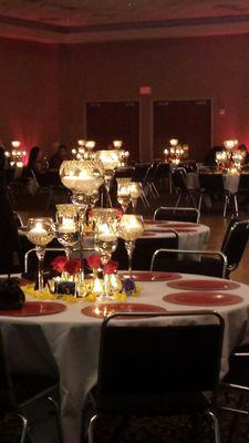 Red and Gold Banquet with candles