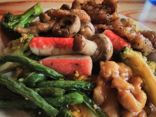 Green Beans, Crab & Mushrooms, Black Pepper Chicken