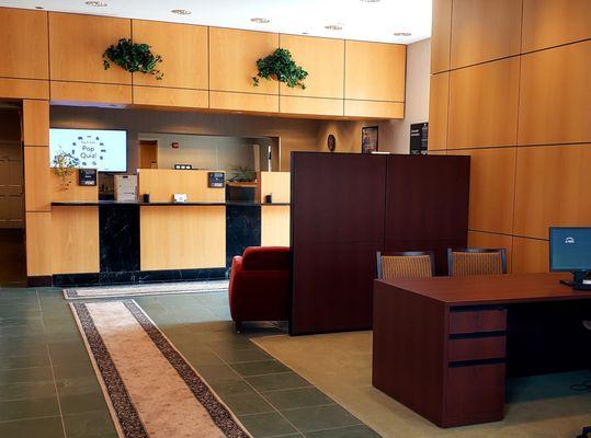 The lobby of the First American Bank Hampshire branch