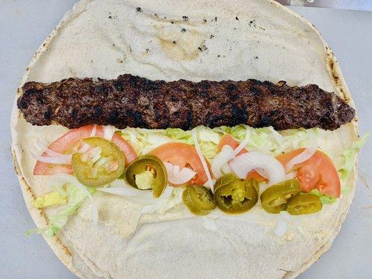 Iraqi kufta kabab wrap