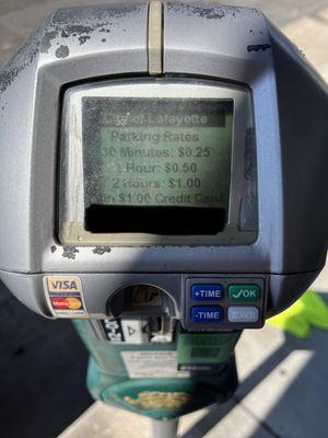 Metered parking available near the Lafayette Science Museum. Parking rates current as of September 2023.