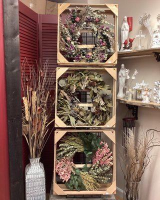 More than just flowers!  Dried wreaths!
 Large selection of gift items.