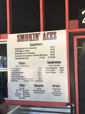 Menu as of April 2018