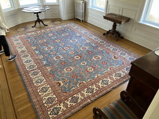 Beautiful Kazak design in place in the dining room