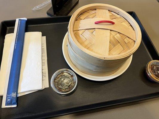 dumplings served on tray