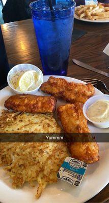 Friday fish with potato pancakes.