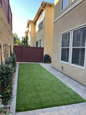 New artificial turf at backyard.