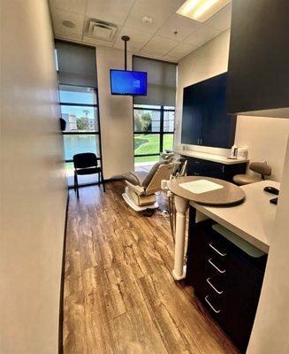 Treatment rooms with a relaxing pond view.