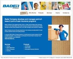 Bader Company - Largest Insurance Company in point-of-sale insurance.  New site design, architecture and 1st page Google ranking