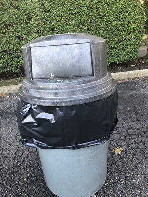 Garbage can for customers at Food Truck event