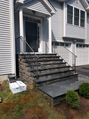 Stone veneered front stairs