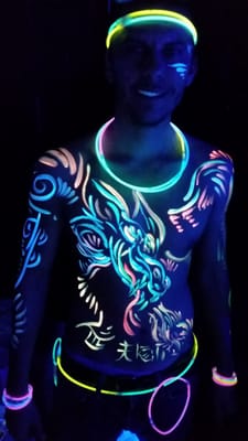 Dragon Dance Armor - Krylon Makeup
 Kostume Kult Black Light Ball 2015