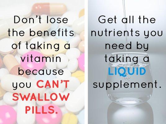 Struggle taking vitamins? Try our liquid supplements to get all the vitamins & nutrients you need!