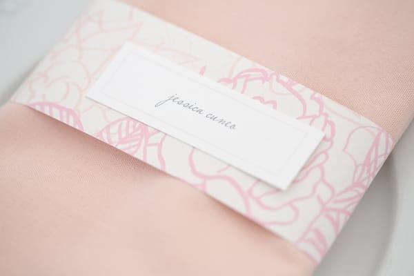 Napkin band & place card custom designed by Nessa Sander of The Card Bar.