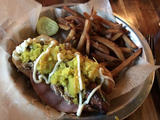 Cuban dog with spicy fries