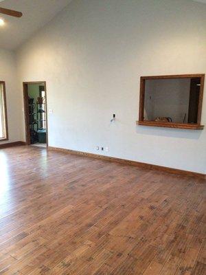 Hardwood floors after our extraction, repair, and clean