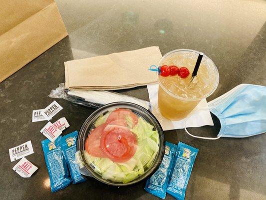 Salad & Long Island Ice Tea