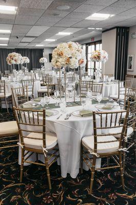 Beautiful ballroom set up.