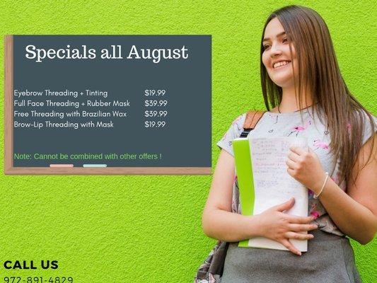 Back To School Special, All August Long 2019