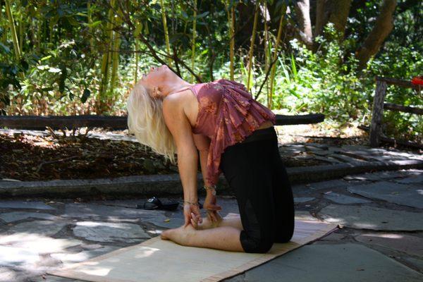 Doing heart healing yoga on Soul Retreat