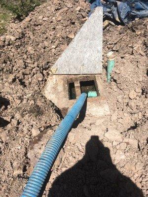 Servicing the inlet side of the septic tank