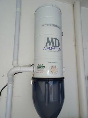 MD AirMaster power unit installed in garage