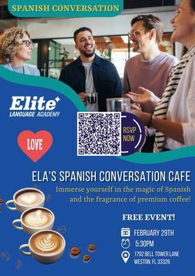 Join Us for a Complimentary Spanish Conversation Café! .... RSVP: https://bit.ly/3sRuWtI