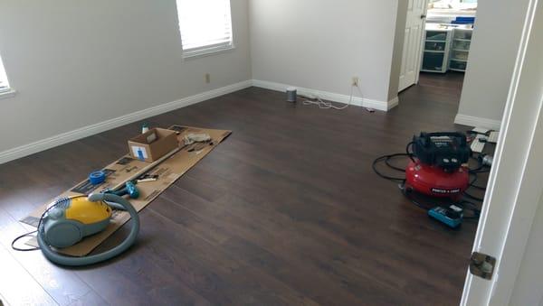 Partially finished Master Bedroom. Some baseboards have been installed (bought cheapest from Ganahl Lumber)