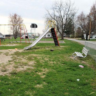 basketball goal beyond the playground