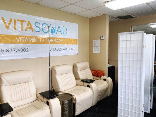 VitaSquad lounging area inside Bommarito Performance Systems inside North Miami/Aventura on the JCC campus