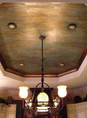 Custom metallic finish on ceiling